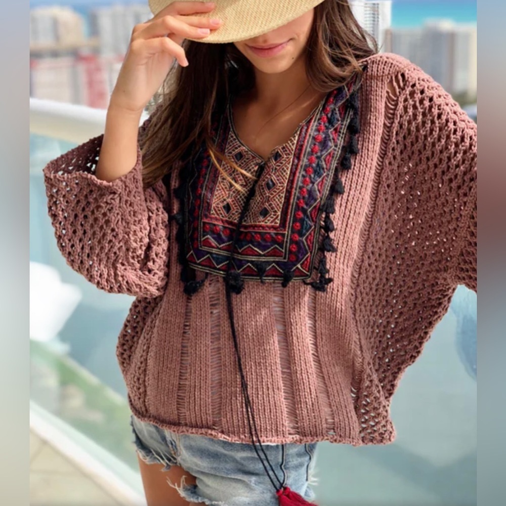 Cocoa Tassled Bohemian Sweater